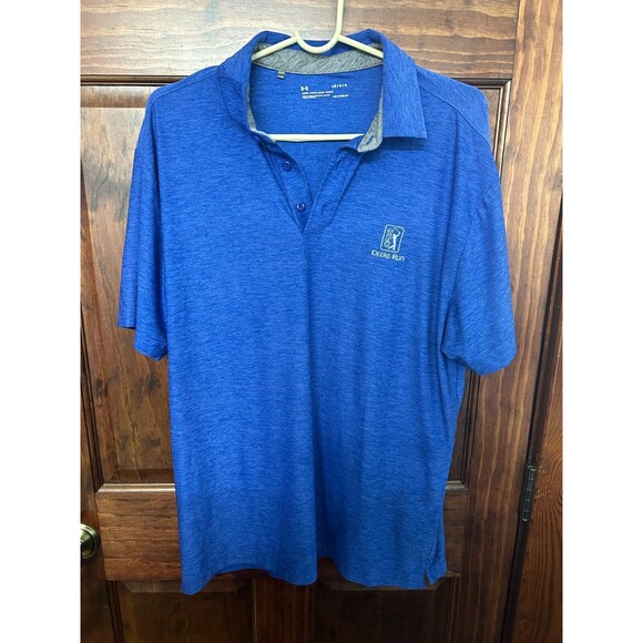 Under Armour Polo HeatGear, Men's Large, TPC Deere Run, Blue Golf Shirt - Picture 2 of 4